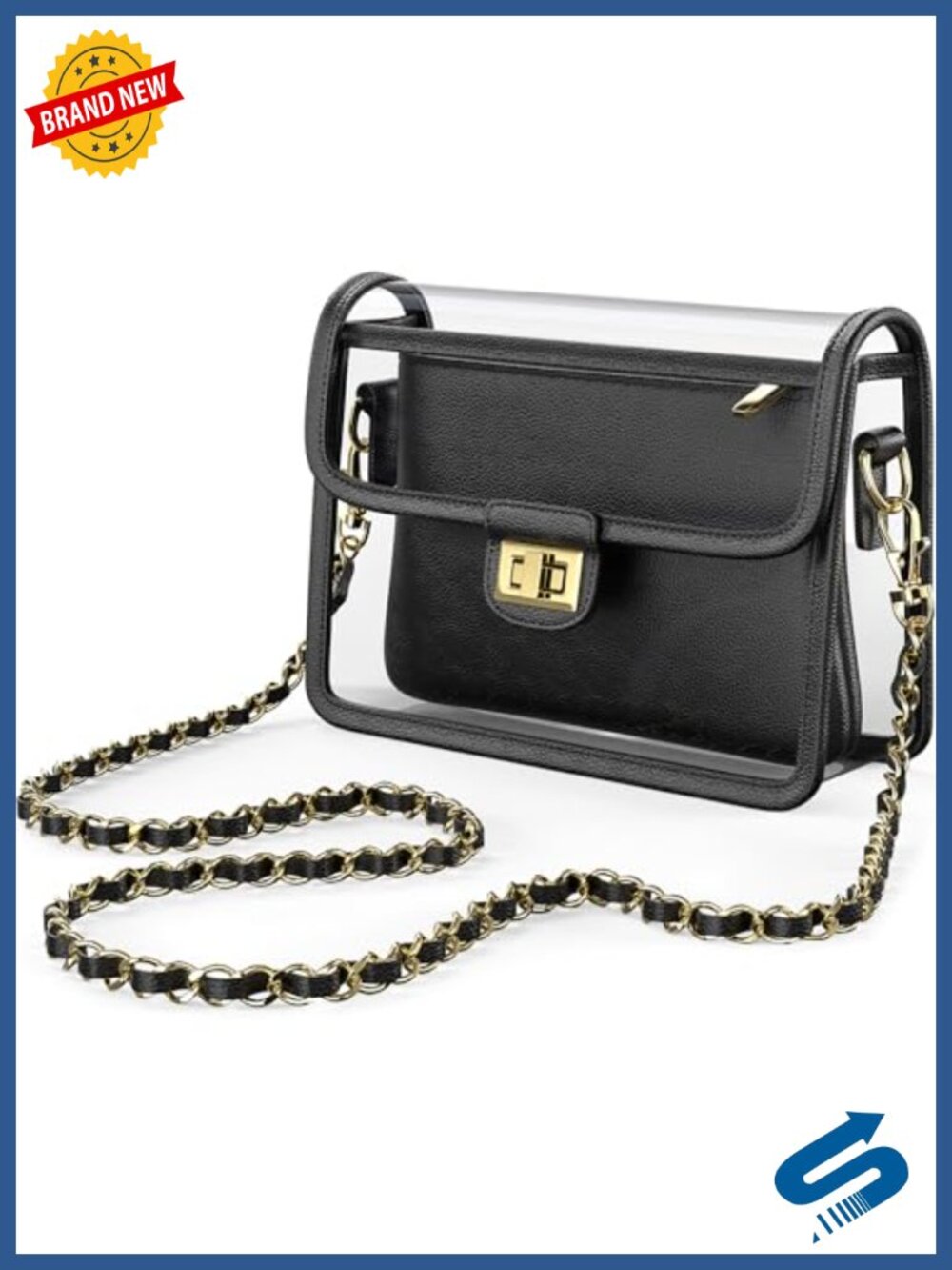 Stadium Approved Clear Crossbody Bag with Wallet and Chain Strap